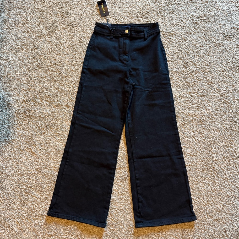 Piombo Black Trousers Wide Leg